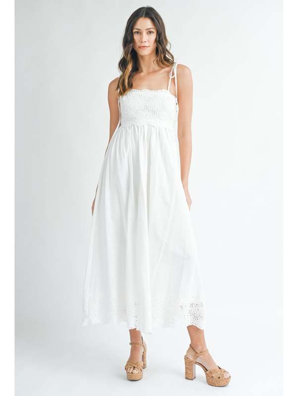 knee length dresses for ladies Wholesale Square Neck Scalloped Lace Midi Dress – City Goddess main image 1