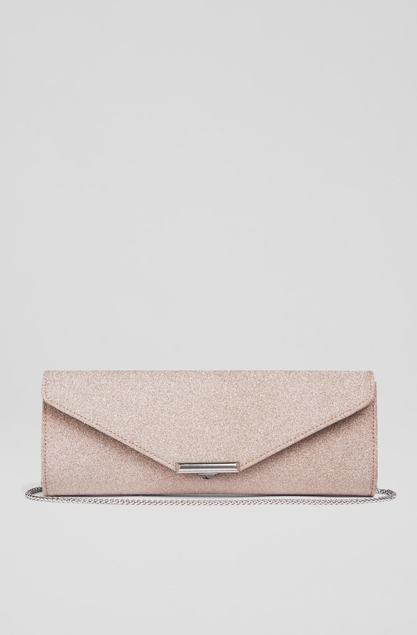 LK Bennett Lucille Fine Glitter Clutch Bag - Rose