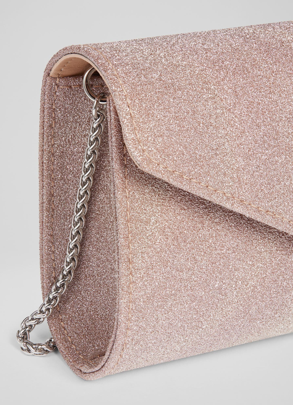 LK Bennett Lucille Fine Glitter Clutch Bag - Rose - Image 2 of 4