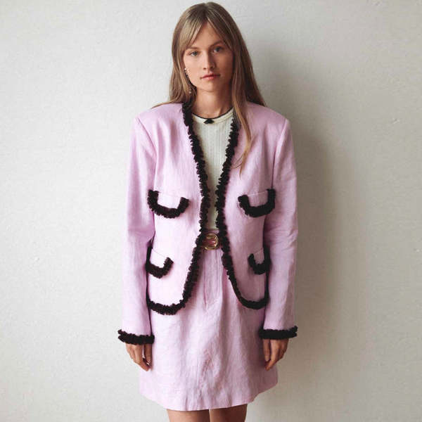CARO EDITIONS Tusnelda Jacket - Pale Pink/Brown Ruffle