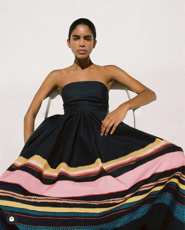 A.L.C. Tate Strapless Midi Dress - Navy Stripe | Garmentory
