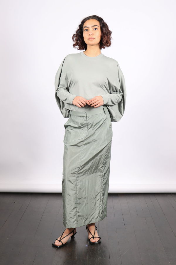 Tibi  Silk Nylon Maxi Skirt - Pumice Grey