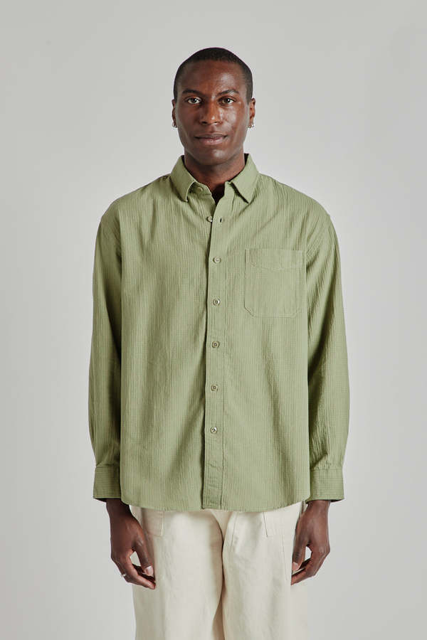 FRIZMWORKS OG Dobby Weave Seersucker Shirt - Olive | Garmentory