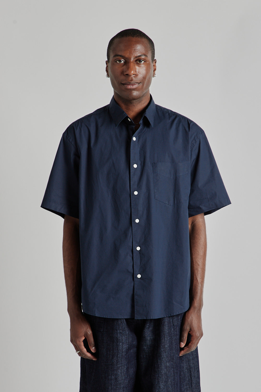 FRIZMWORKS Typewriter Half Shirt - Navy | Garmentory