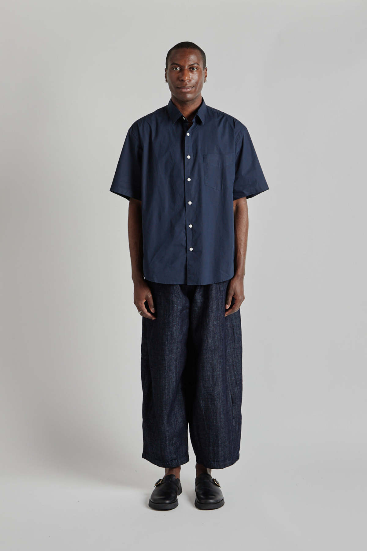 FRIZMWORKS Typewriter Half Shirt - Navy | Garmentory