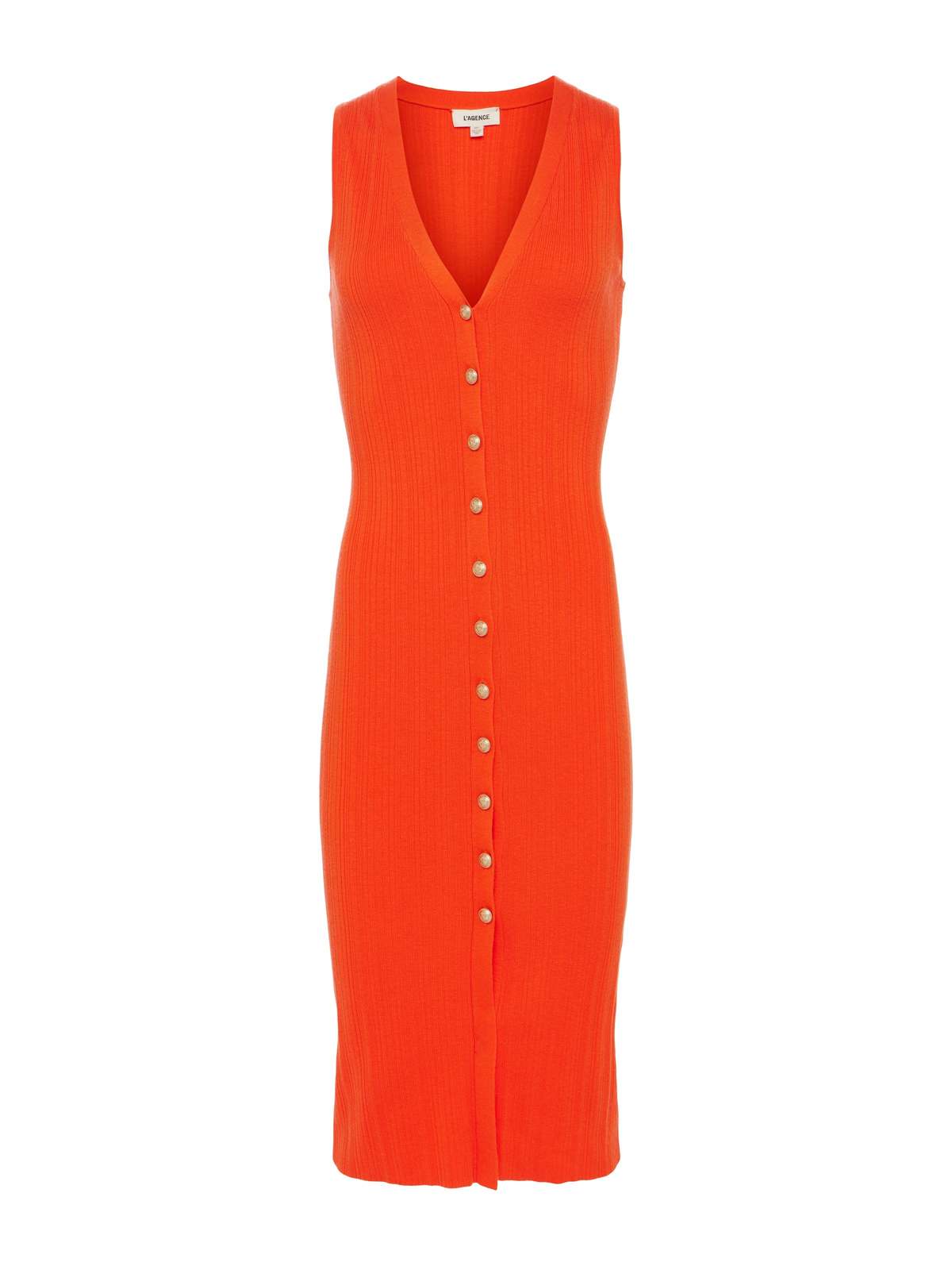 L'agence Domino Sleeveless Button Down Dress - Tangerine/Gold | Garmentory L'agence Domino Sleeveless Button Down Dress - Tangerine/Gold | Garmentory