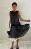 Vintage Sheer Silk Chiffon Cocktail Wedding Guest Drop Waist Dress - Black - Thumbnail 3