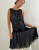 Vintage Sheer Silk Chiffon Cocktail Wedding Guest Drop Waist Dress - Black - Thumbnail 9