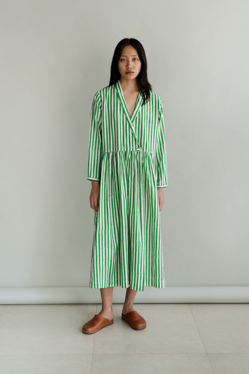 Runaway Bicycle SASHA Dress - GREEN STRIPE