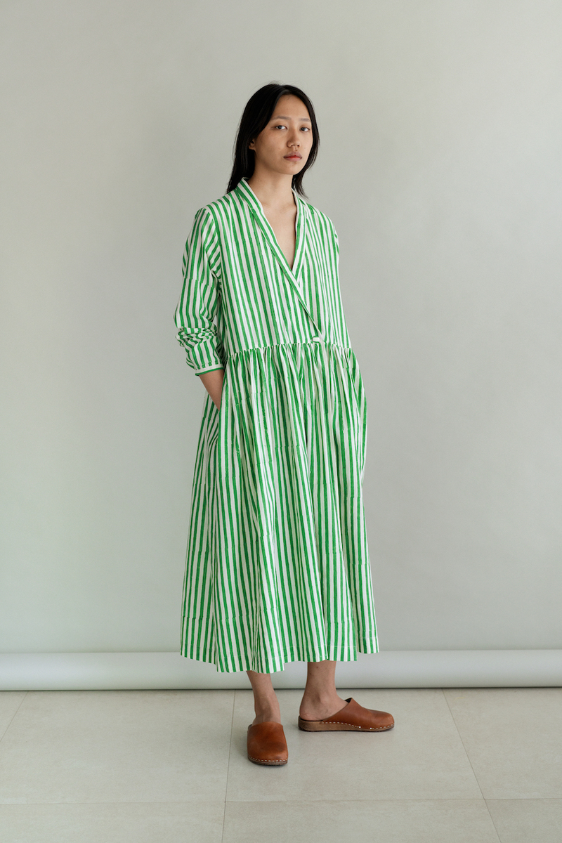 Runaway Bicycle SASHA Dress - GREEN STRIPE