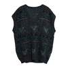 ? (West Germany) Jacquard Single Knit V-Neck Vest Emerald : XL - Thumbnail 1