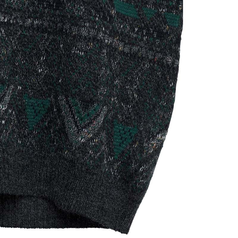 ? (West Germany) Jacquard Single Knit V-Neck Vest Emerald : XL