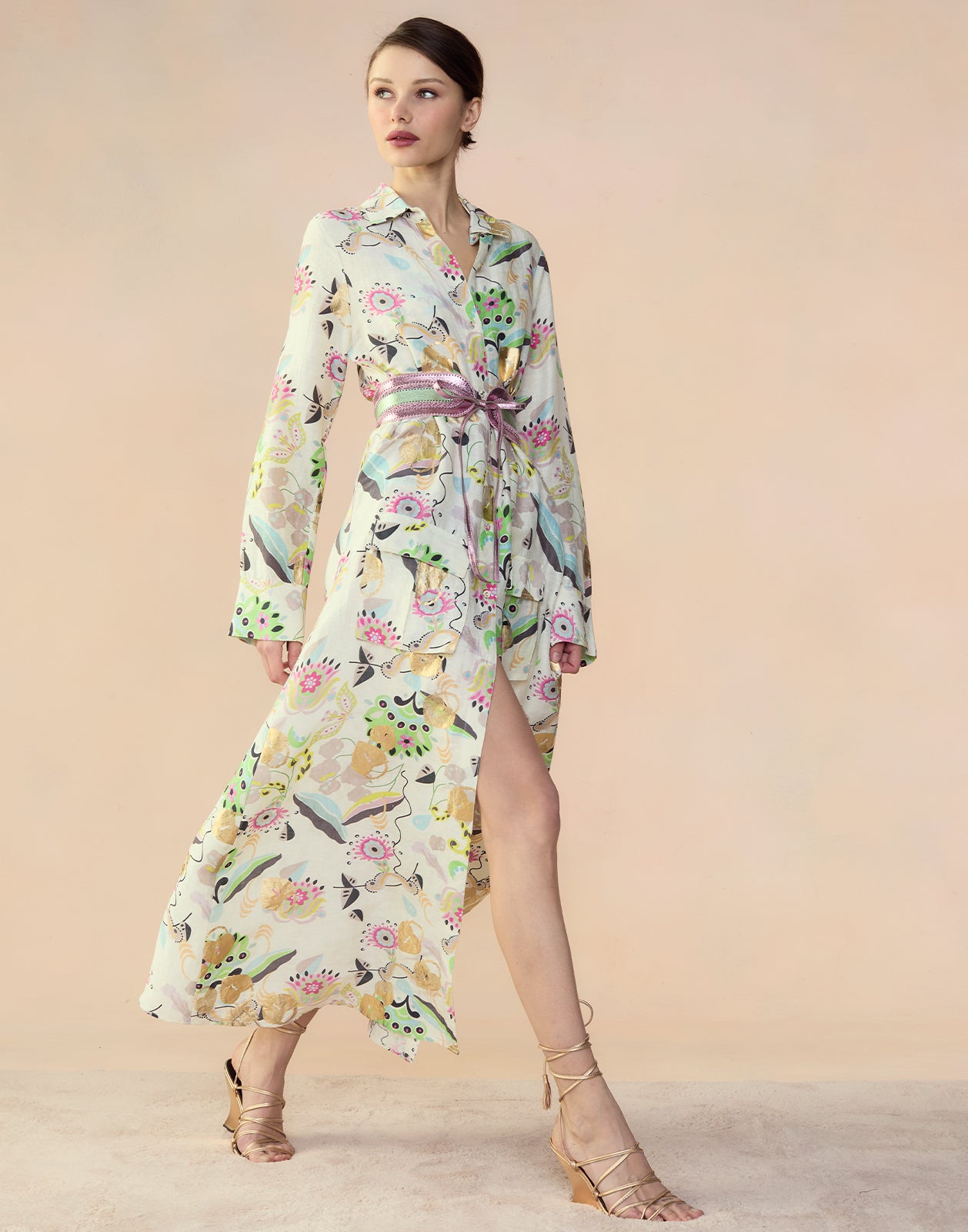 Cynthia Rowley Love Locked Silk Linen Shirt Dress
