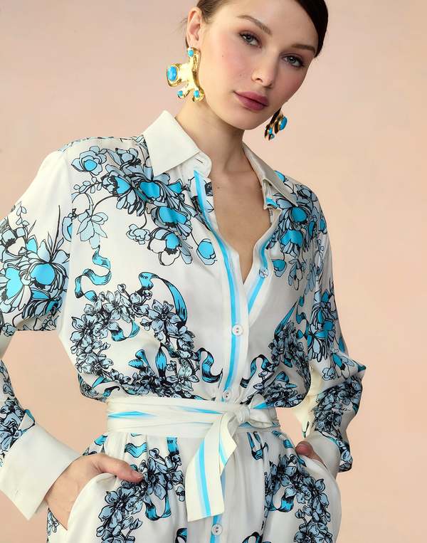 cynthia rowley blue floral dress Cynthia Rowley Floral-print Midi Dress
