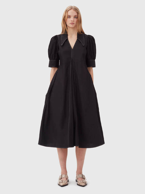 v neck midi dress black Women's With You In Mind Black Beaded V-Neck Midi Dress | Size: S main image 0
