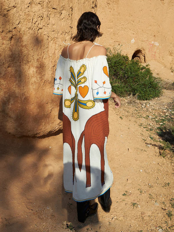 Embroidered Strap Midi Dress | Garmentory