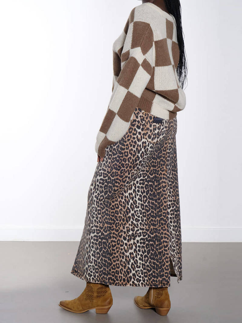 Ganni Leopard Denim Maxi Skirt - Prints | Garmentory