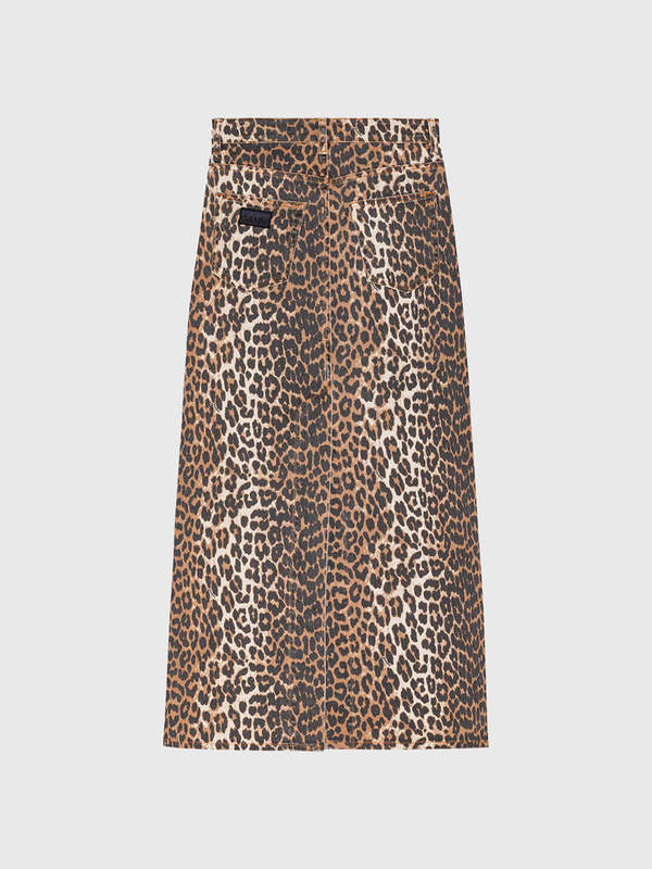 GANNI　Print Denim A-line Skirt GANNI Print Denim A-line Skirt Ganni A-Line Denim Midi Skirt