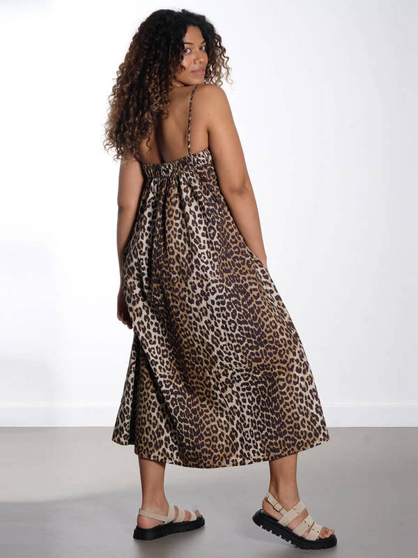 ganni leopard print midi dress Ganni Leopard Midi Strap Dress - Prints
