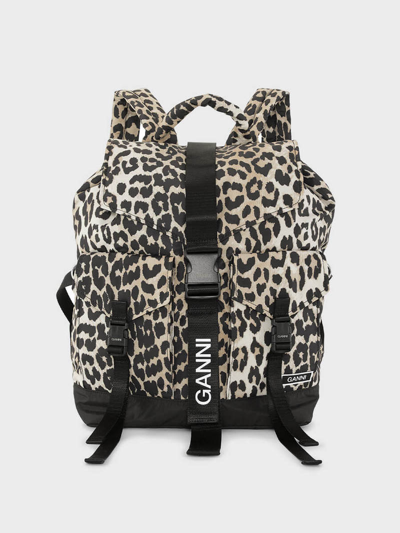 ★Ganni★ Recycle Tech Print Backpack Leopard A4757943 A4757 Ganni Leopard Tech Backpack - Print | Garmentory