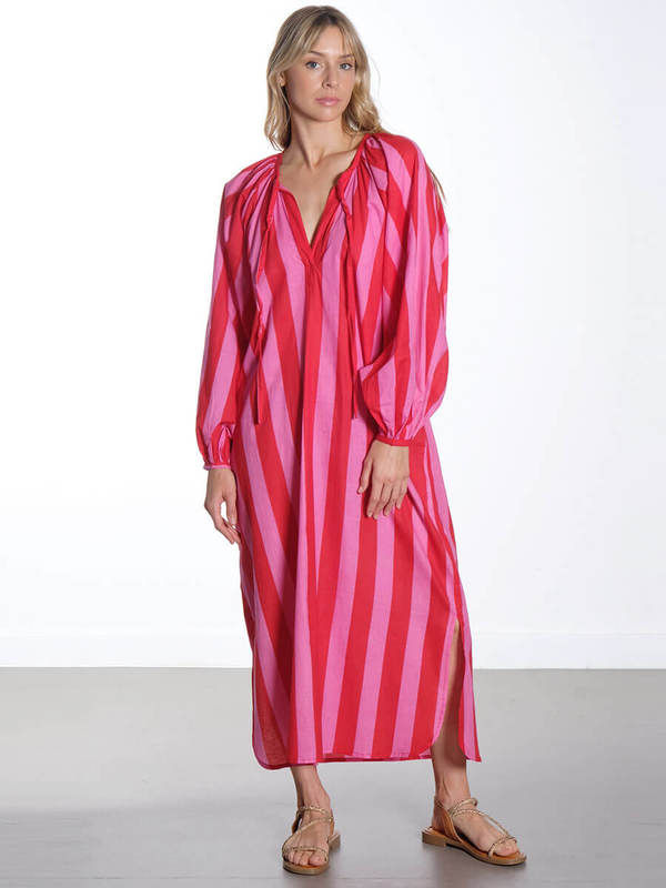 open lace back dress Peacock / Stripe Shirt Dress main image 1