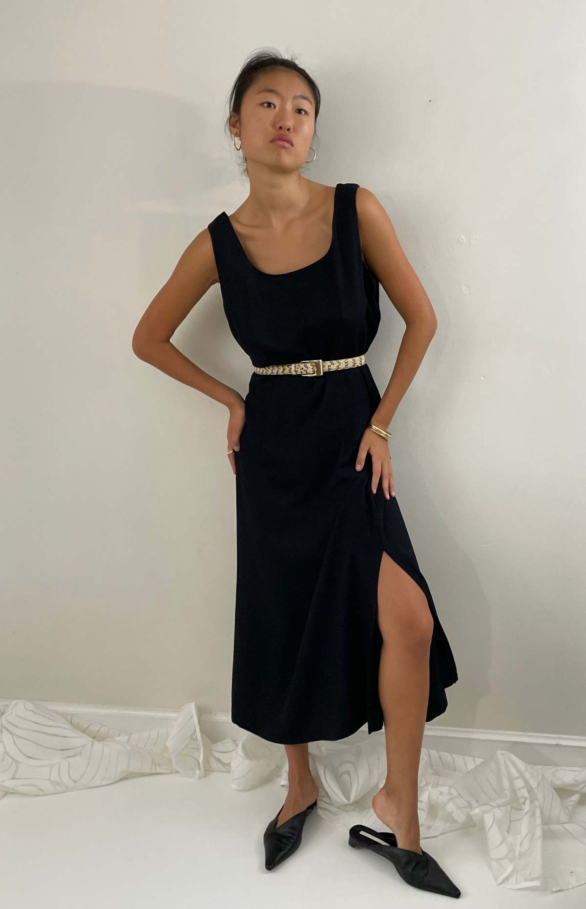 90s Sleeveless Maxi Dress - Black | Garmentory