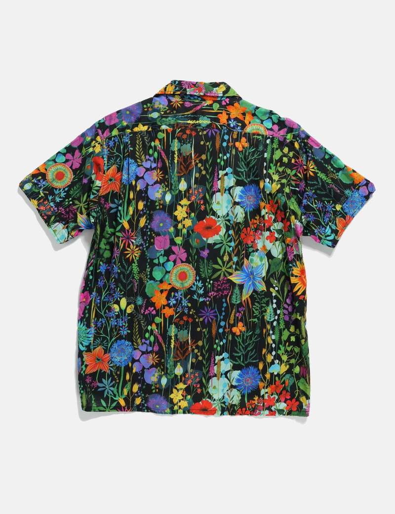 Engineered Garments Cotton Camp Shirt - Black Floral Lawn | Garmentory