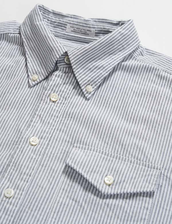 Engineered Garments IVY BD Shirt - Grey Candy Stripe Oxford 