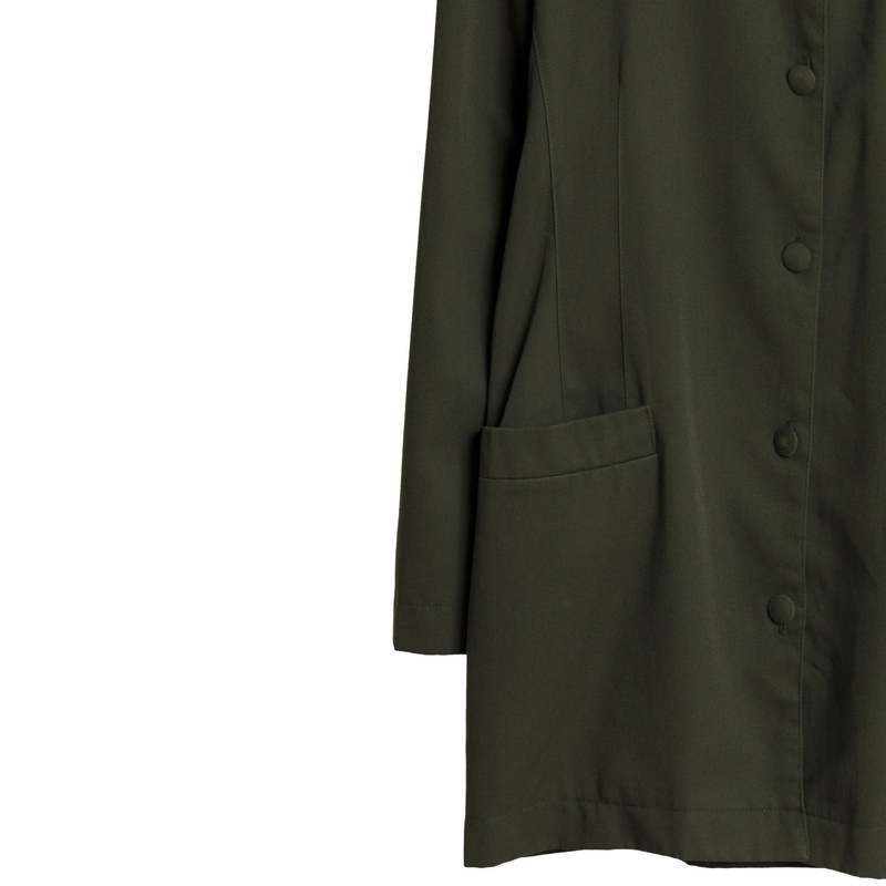 Sundazed (France) Twill Weave Viscose Blend Pentagon Cocoon Coat Olive : L