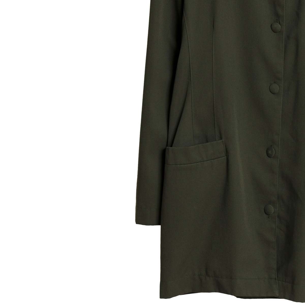 Sundazed (France) Twill Weave Viscose Blend Pentagon Cocoon Coat Olive : L - Image 4 of 6