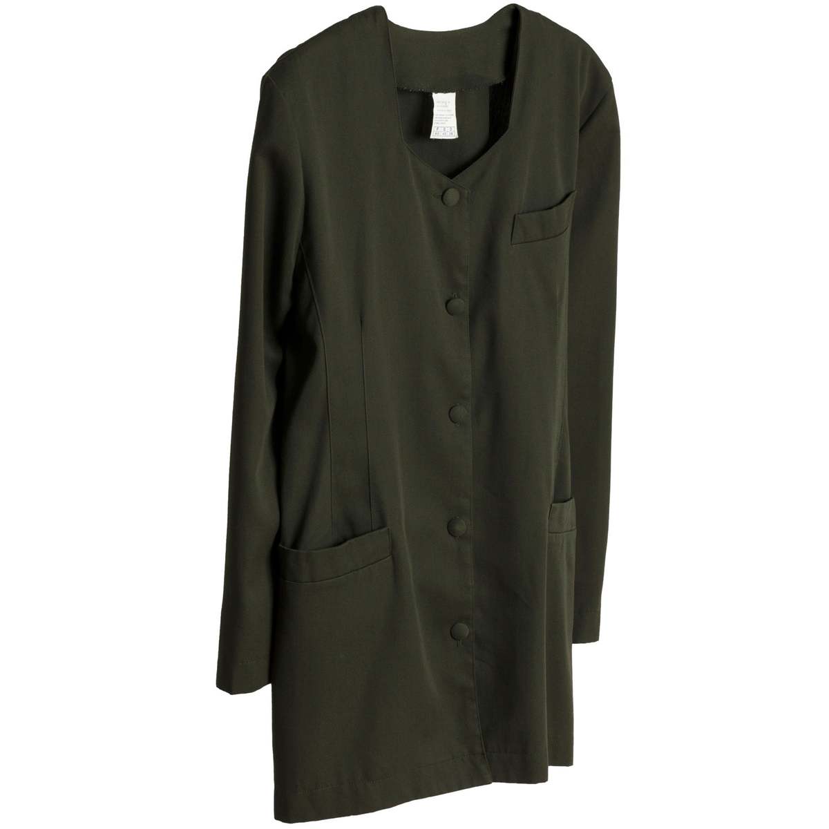Sundazed (France) Twill Weave Viscose Blend Pentagon Cocoon Coat Olive : L - Image 5 of 6