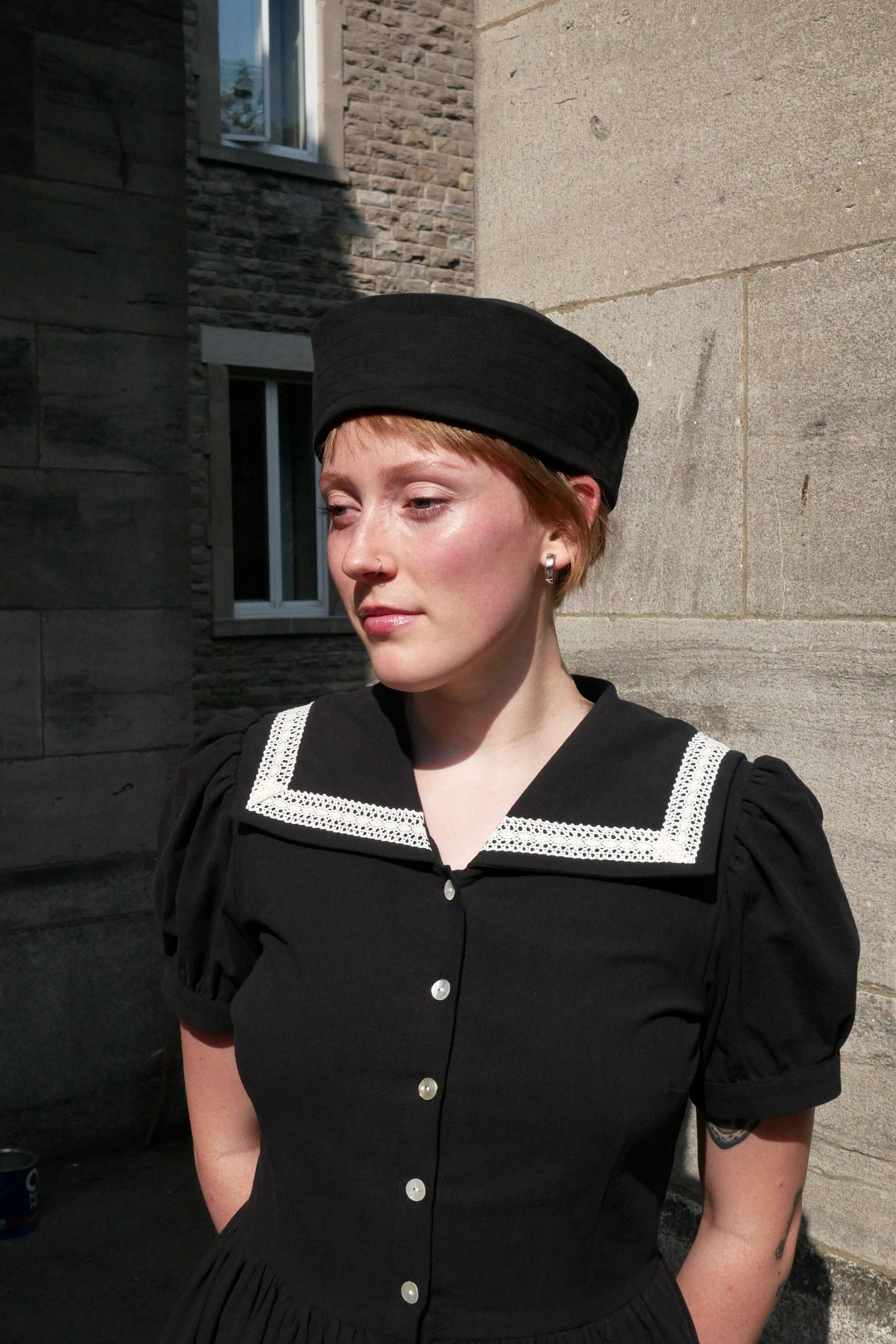 Hannah Isolde Dixie Cup Sailor Cap - Black | Garmentory