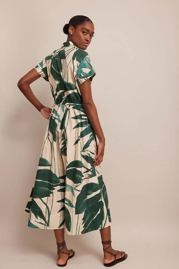 Cara Cara Asbury Shirt Dress - Palm Oasis Turtle Dove | Garmentory