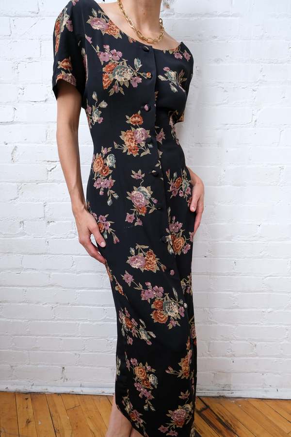 black and gold wedding guest dress Stylish Urban Patchwork Black Cotton And Linen Short-sleeved Maxi Dres   TRIKO
