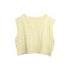 Vintage Chains & Links Cable Knit Lambswool Cropped Vest Canary : M - Thumbnail 1