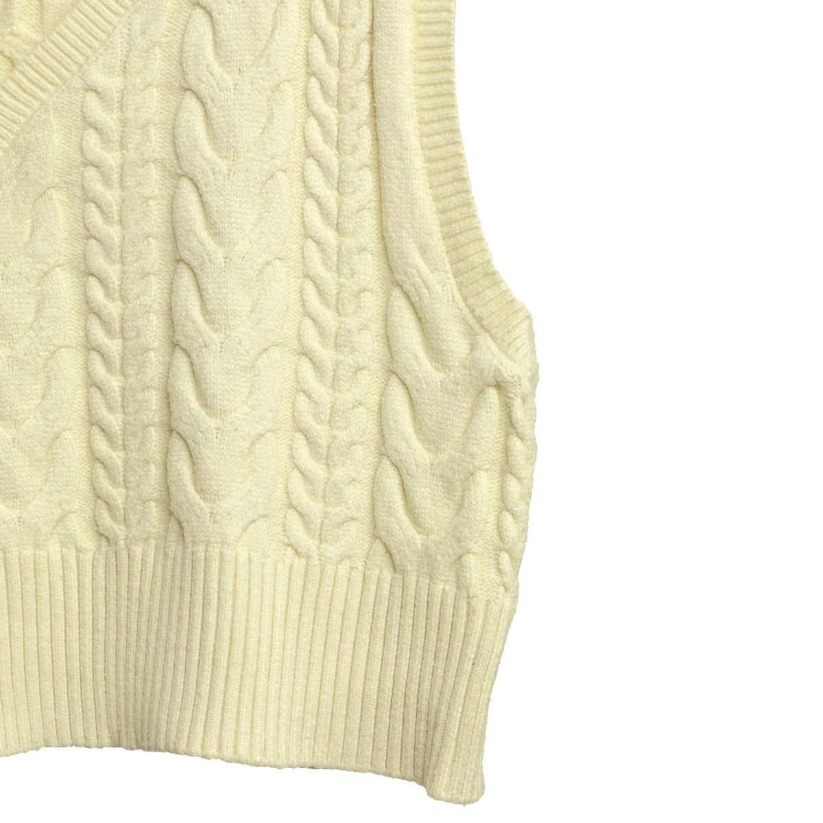 Vintage Chains & Links Cable Knit Lambswool Cropped Vest Canary : M - Image 2 of 4