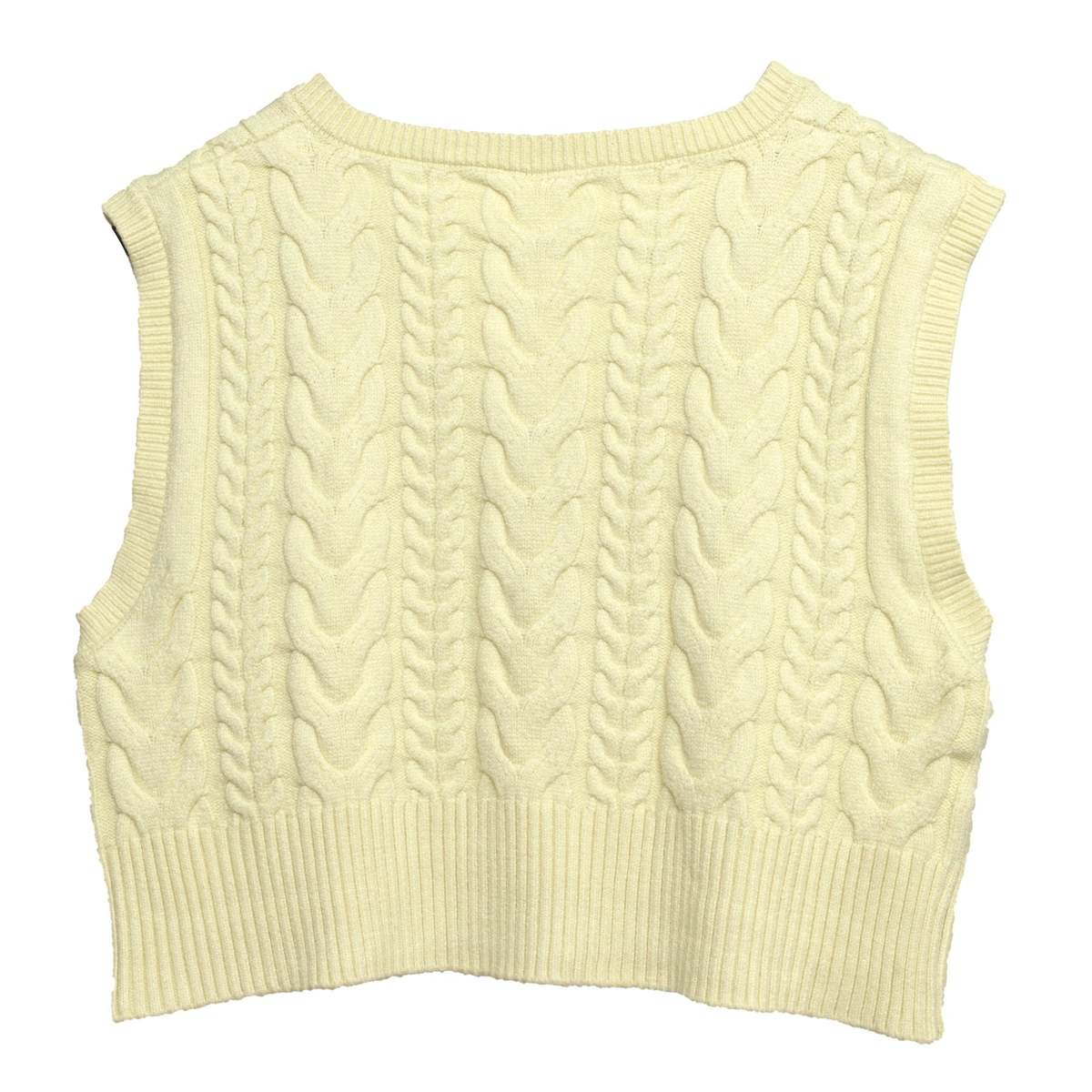 Vintage Chains & Links Cable Knit Lambswool Cropped Vest Canary : M - Image 4 of 4
