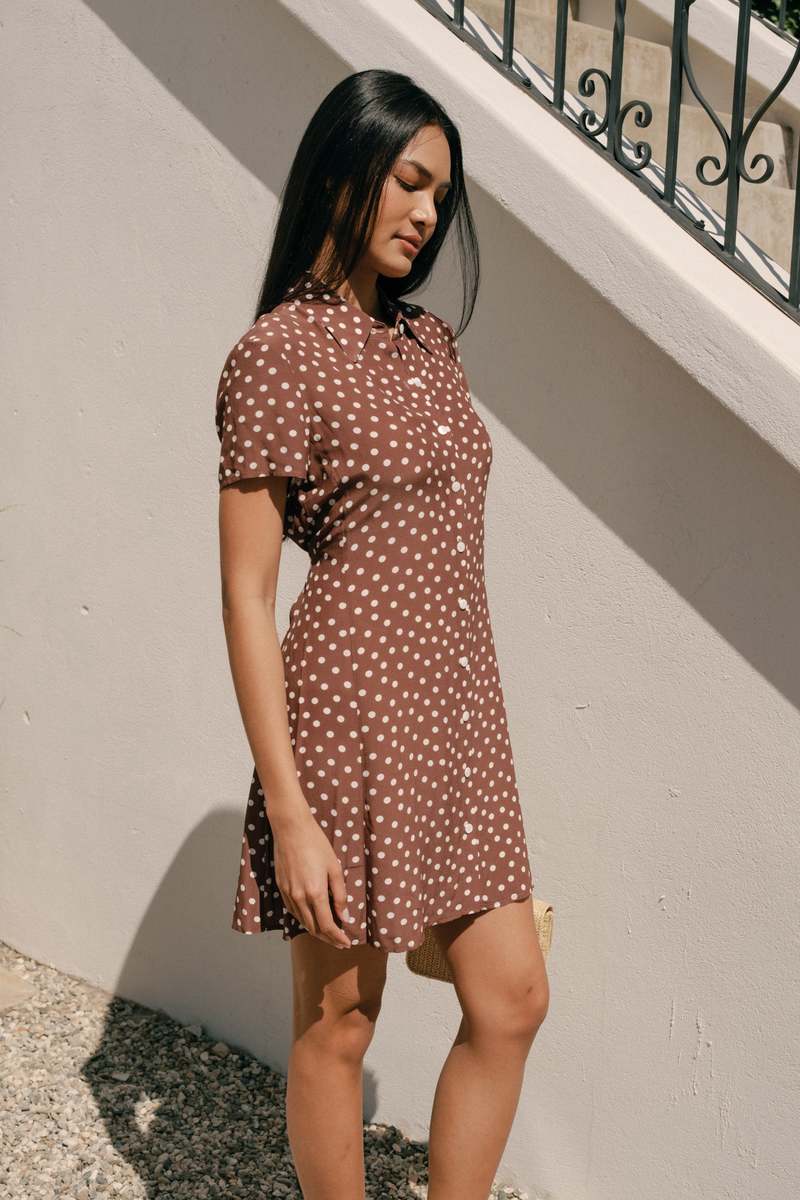Whimsy + Row Ronnie Dress - Brown Polka Dots | Garmentory