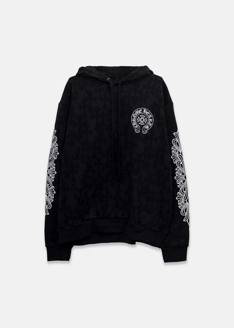 【Chrome Hearts】Cemetery Cross Print Pullover Hoodie Black Cemetery Cross Print Pullover Hoodie 