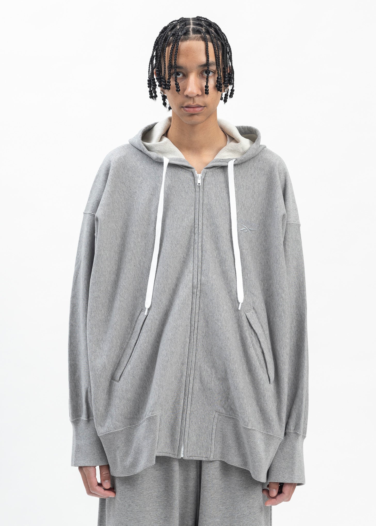 Hed Mayner X Reebok Zipped Hoodie - Grey Melange | Garmentory Hed Mayner X Reebok Zipped Hoodie - Grey Melange | Garmentory