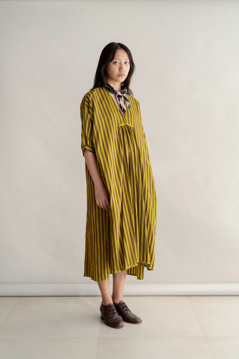 Runaway Bicycle IRENE Dress - GREEN BROWN STRIPES Runaway Bicycle IRENE Dress - GREEN BROWN STRIPES
