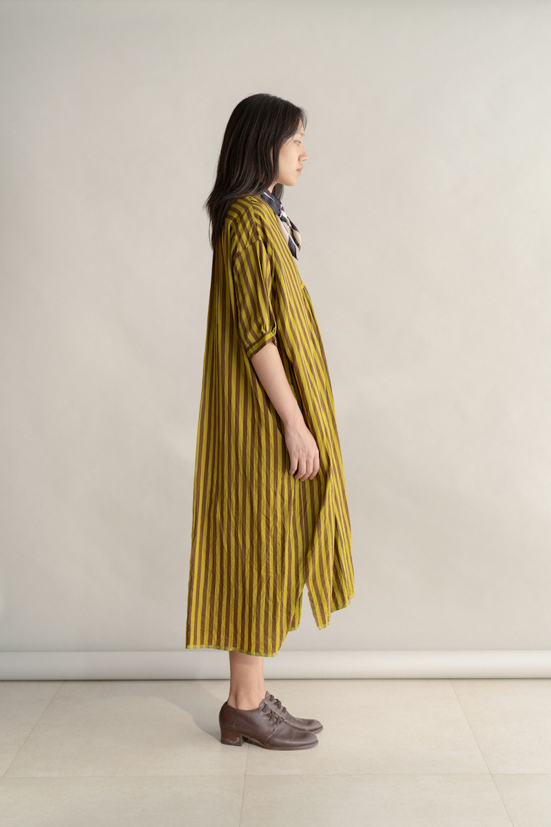 Runaway Bicycle IRENE Dress - GREEN BROWN STRIPES Runaway Bicycle IRENE Dress - GREEN BROWN STRIPES