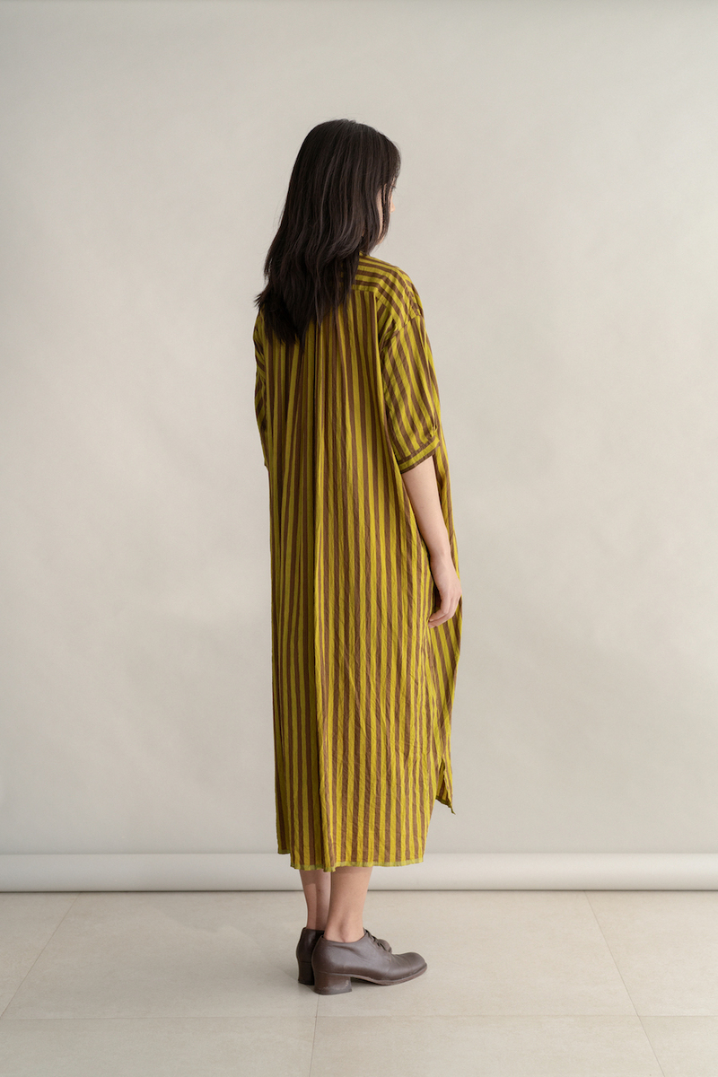 Runaway Bicycle IRENE Dress - GREEN BROWN STRIPES Runaway Bicycle IRENE Dress - GREEN BROWN STRIPES