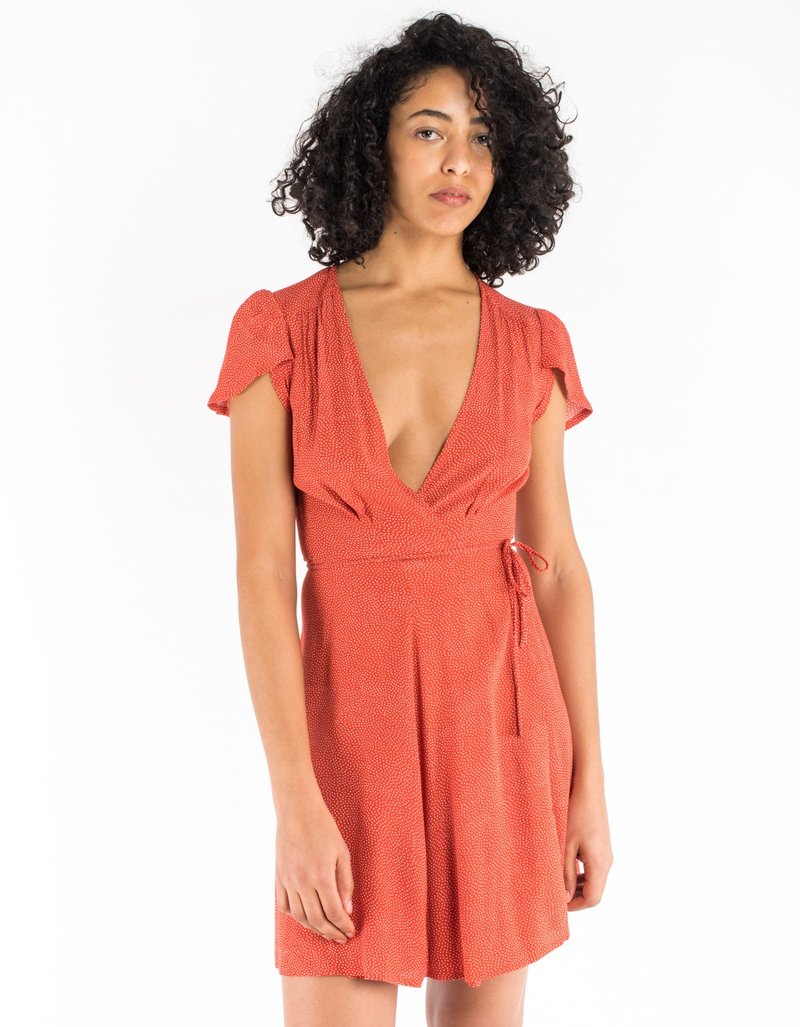 Rollas Dancer Wrap Dress Red Mini Spot Garmentory