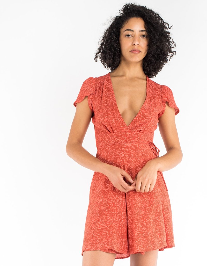 Rollas Dancer Wrap Dress Red Mini Spot Garmentory