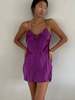 90s 100% Silk Charmeuse Keyhole Slip Dress - Grape - Thumbnail 3