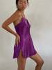 90s 100% Silk Charmeuse Keyhole Slip Dress - Grape - Thumbnail 4