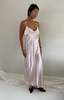 90s 100% Silk Charmeuse Maxi Slip Wedding Guest Dress - Blush Pink - Thumbnail 2