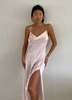 90s 100% Silk Charmeuse Maxi Slip Wedding Guest Dress - Blush Pink - Thumbnail 6