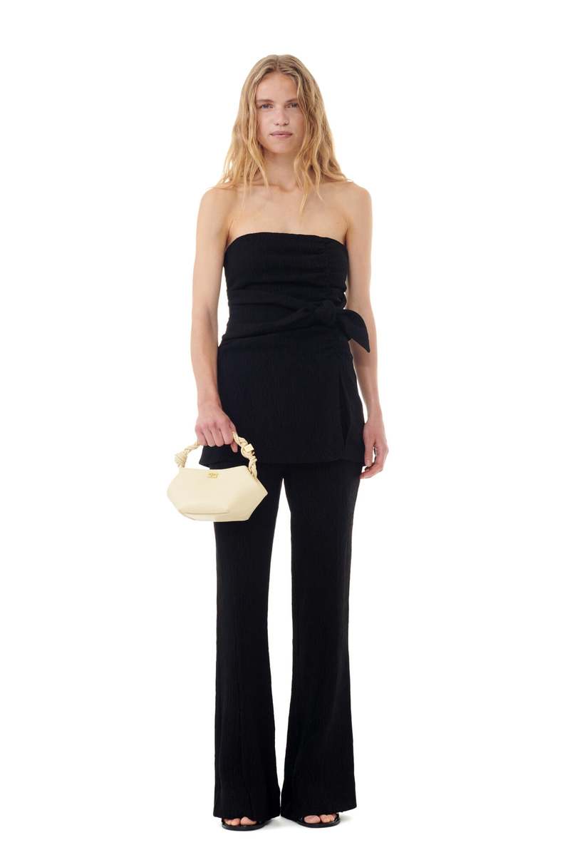 Ganni Viscose Stretch Crepe Flared Pants